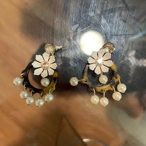J. Crew Flower, Pearl and Tortoise Shell Earrings